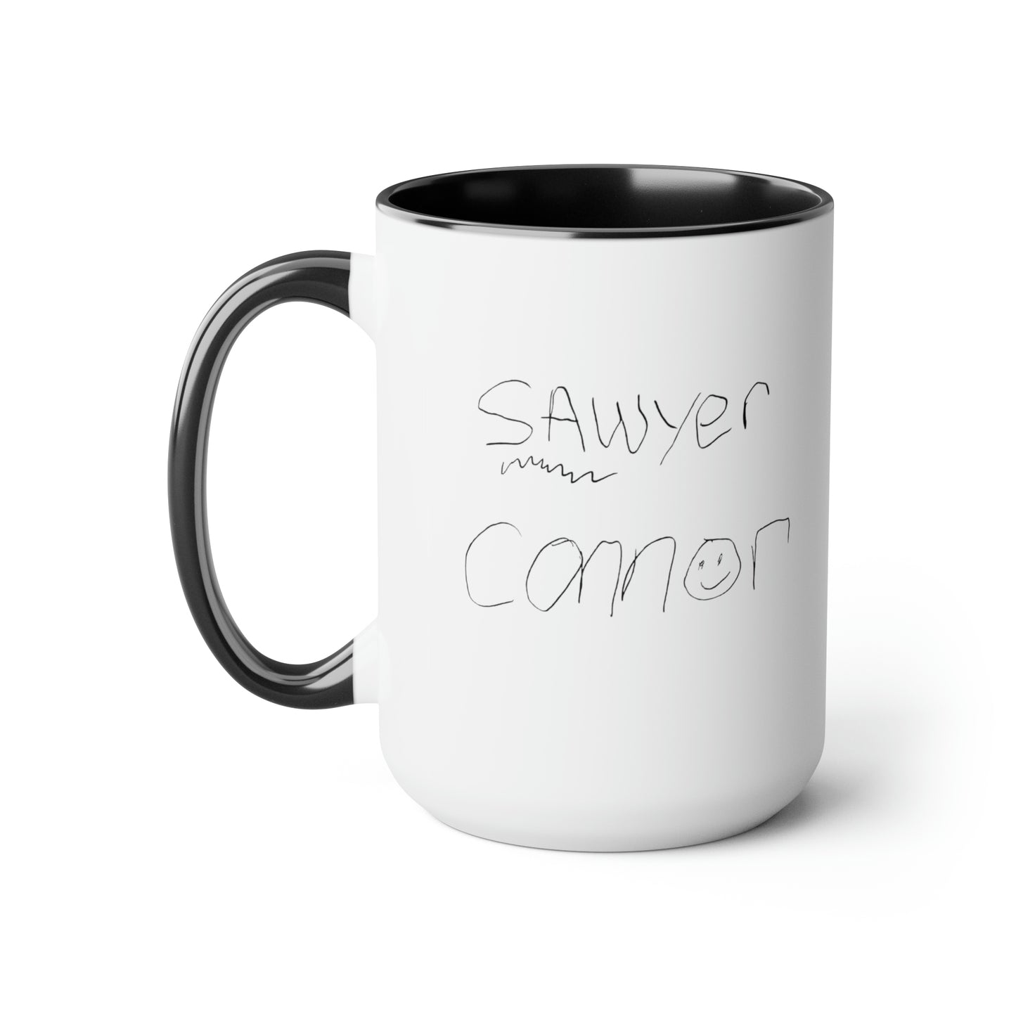 Special Design Connor and Sawyer Stick Figure Two-Tone Coffee Mugs, 15oz