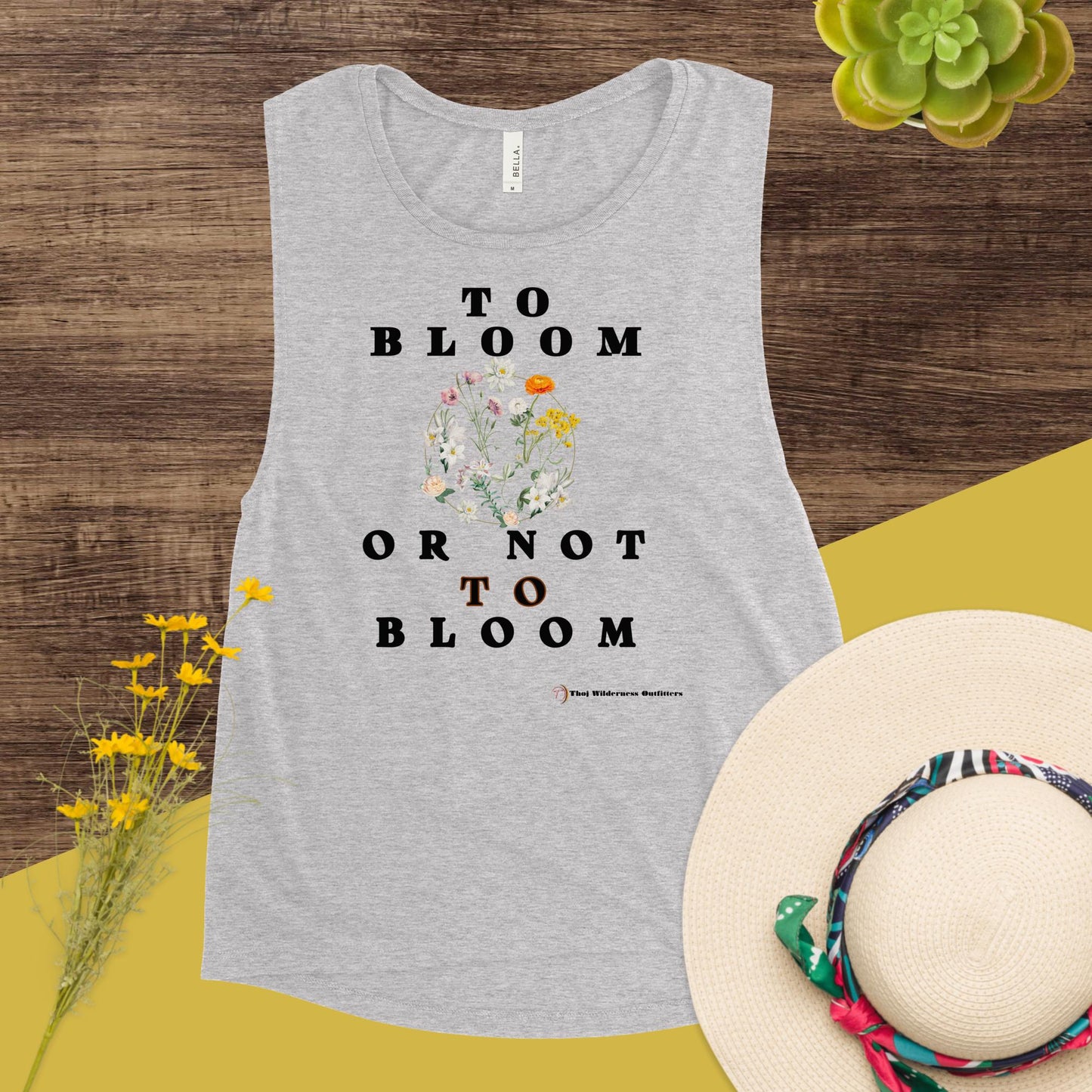 To Bloom or Not to Bloom, Kia Designs, Ladies’ Muscle Tank