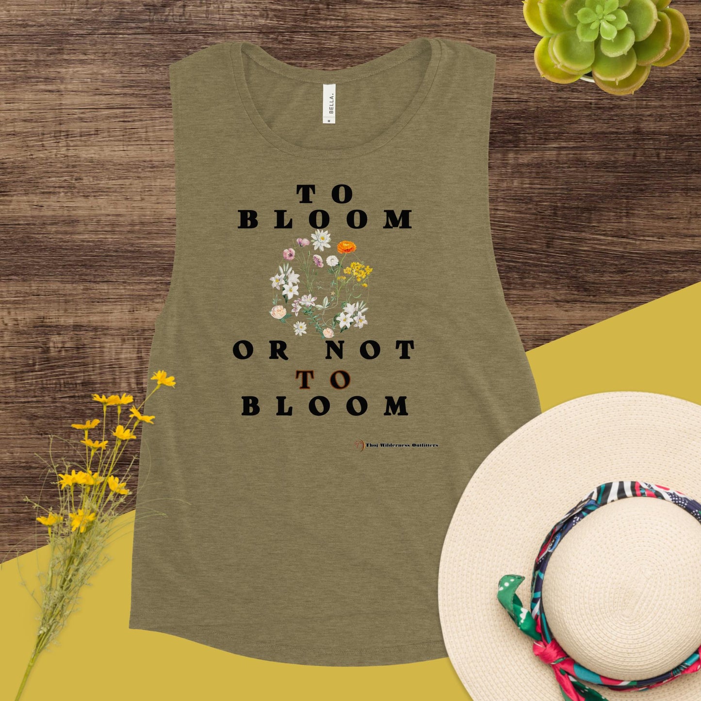 To Bloom or Not to Bloom, Kia Designs, Ladies’ Muscle Tank